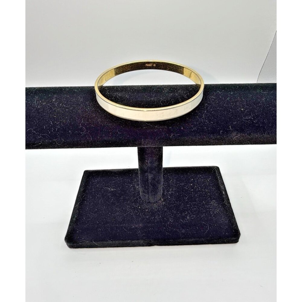 Vtg Monet Gold White Enamel Bangle Bracelet Spring Summer Stackable